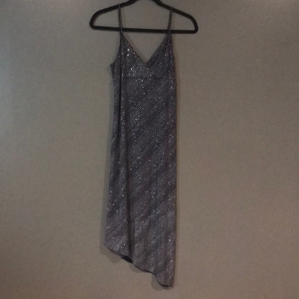 HourGlass Black/White Skinny Strap Sparkle Dress